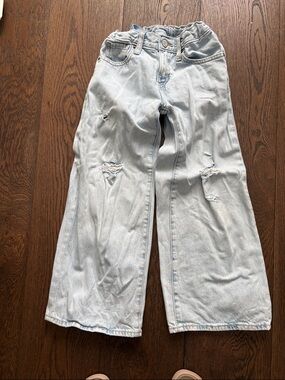 Old navy Light Wash Wide-Leg Distressed girls Jeans